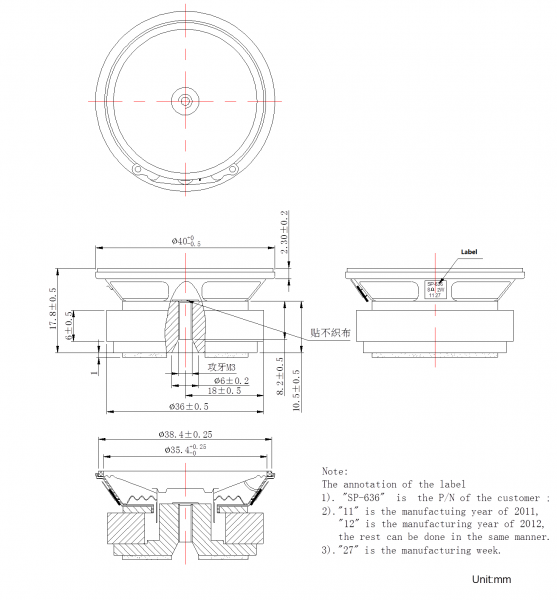 SWM-40R27.3-4F2R dimension drawing