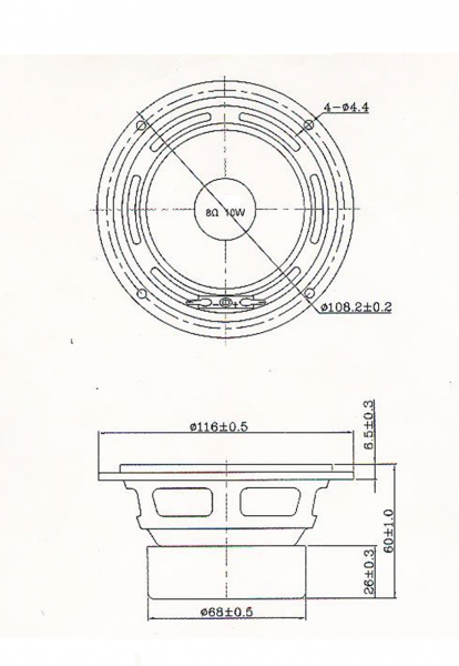 SWM-116L60-8D10R dimension drawing